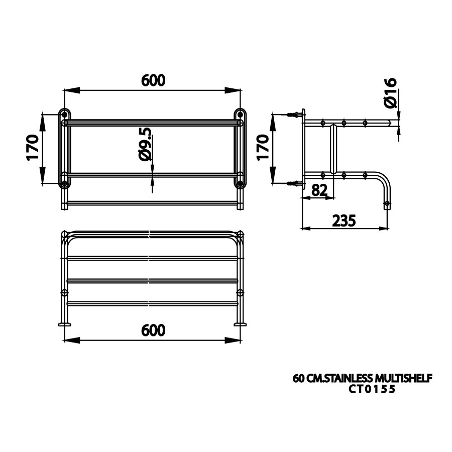 Bản vẽ kĩ thuật thanh vắt khăn CT0155 HM cotto 