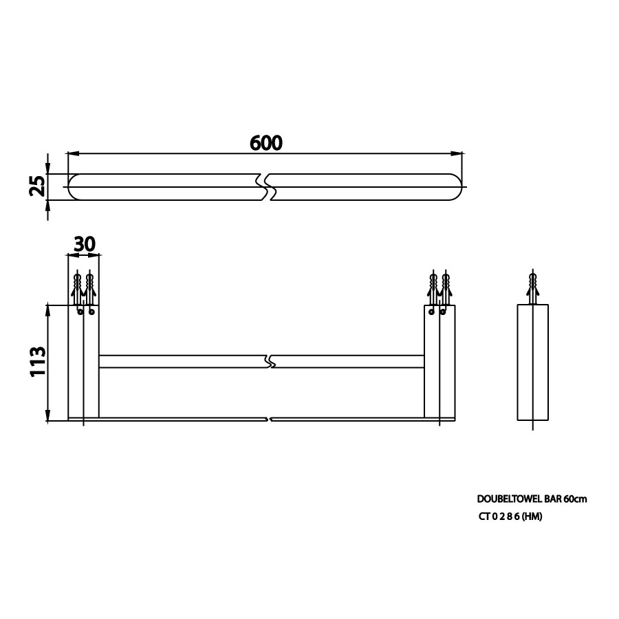 Bản vẽ kĩ thuật thanh vắt khăn CT0286 HM cotto 