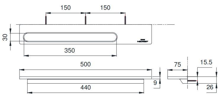 Bản vẽ kích thước thanh vắt khăn TOTO YT87S5S 