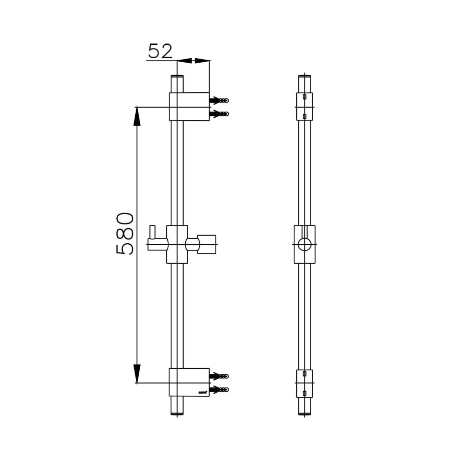 Bản vẽ kích thước thanh trượt sen CT0134 cotto