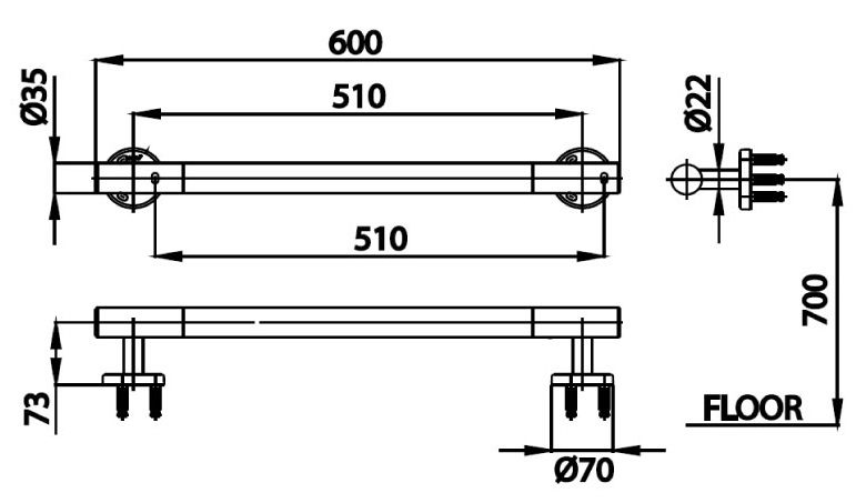 Bản vẽ kích thước tay vịn CT0161 Cotto