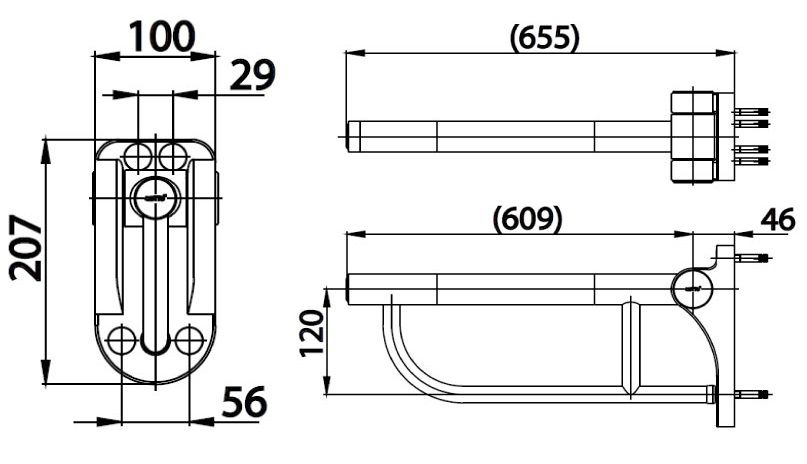 Bản vẽ kích thước tay vịn CT0164 Cotto gấp gọn