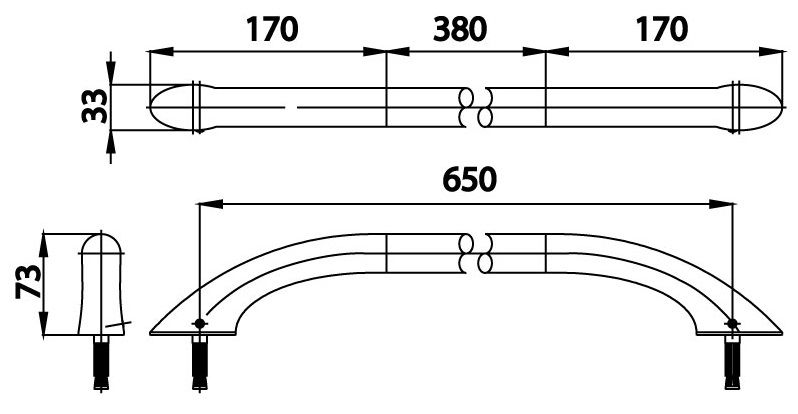 Bản vẽ kích thước tay vịn CT0170 CR Cotto