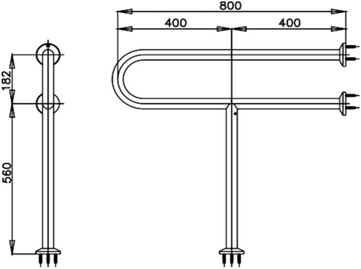 Bản vẽ kích thước tay vịn CT795  Cotto thẳng 800 mm