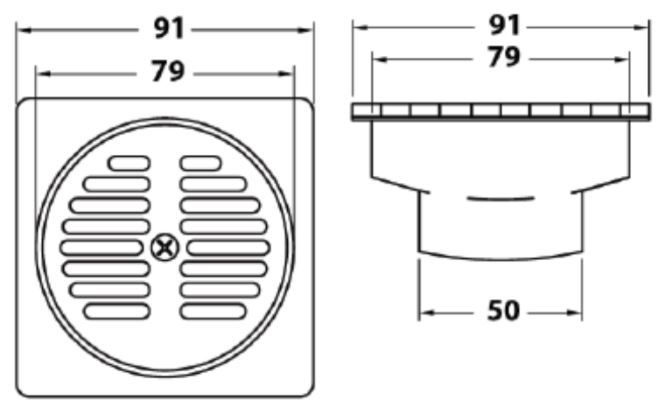 Bản vẽ kích thước thoát sàn American A-8200-N 90mm