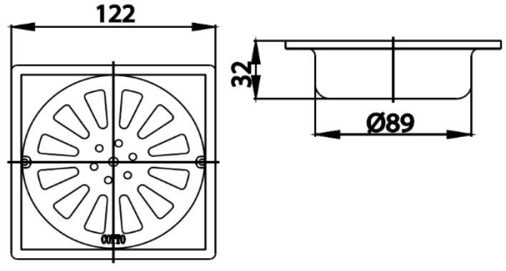 Bản vẽ kích thước phểu thoát sàn CT640Z3 HM Cotto