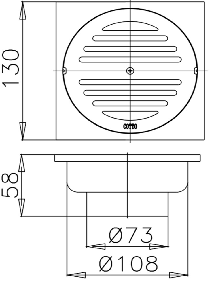 Bản vẽ kích thước thoát sàn CT4772 HM Cotto