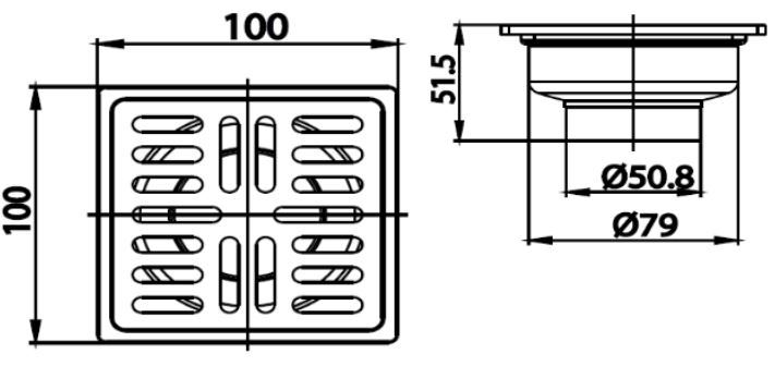 Bản vẽ kích thước phểu thoát sàn CT697Z2PW HM Cotto