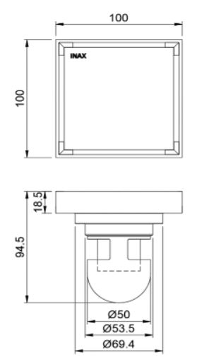 Bản vẽ kích thước thoát sàn FDV-10T INAX