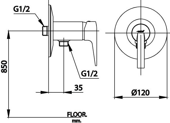 van điều chỉnh âm tường CT 1234A  Cotto lạnh 