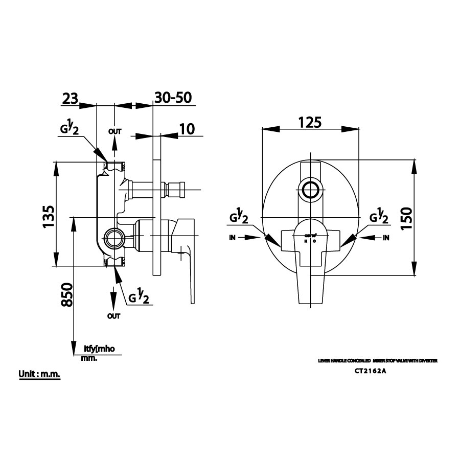 van điều chỉnh âm tường CT 2162A  Cotto nóng lạnh 