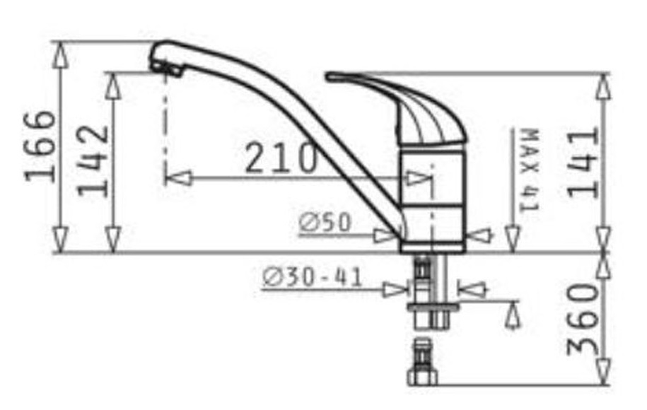 Bản vẽ kỹ thuật vòi rửa chén bát HMH 095191001 Bosch