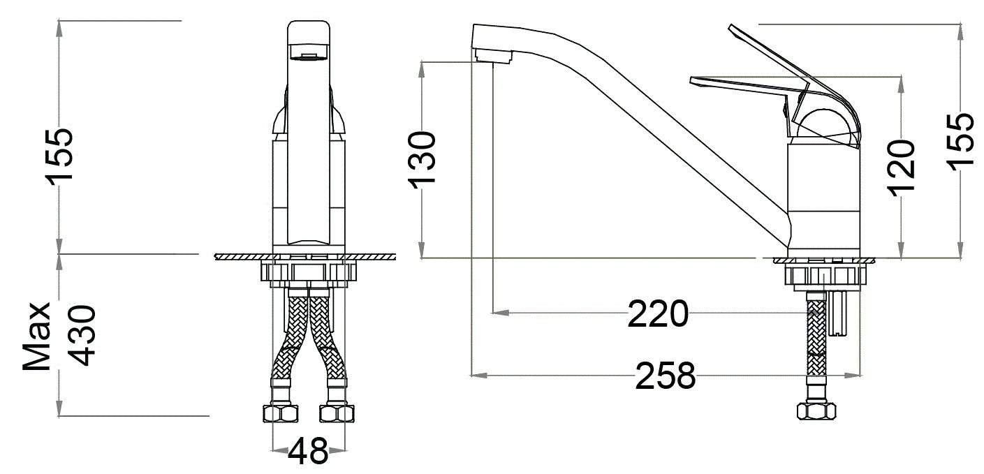 Bản vẽ vòi rửa bát Caesar K 511C