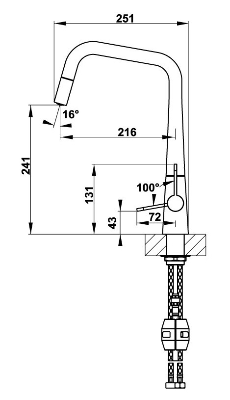 Bản vẽ vòi rửa bát Hafele HFCH1P241