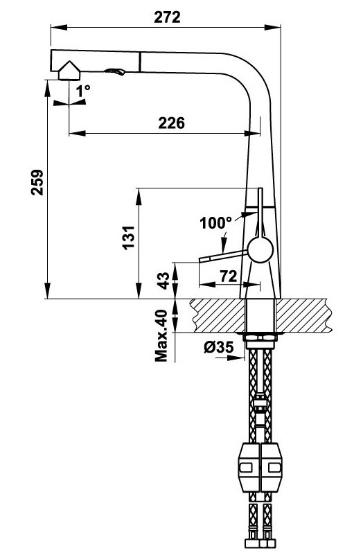 Bản vẽ vòi rửa bát Hafele HF-CH1P259