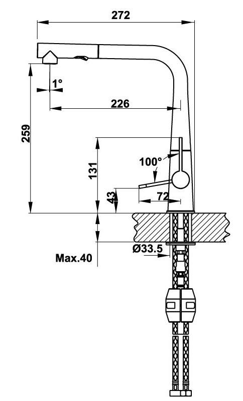 Bản vẽ vòi rửa bát Hafele HFCH1P295