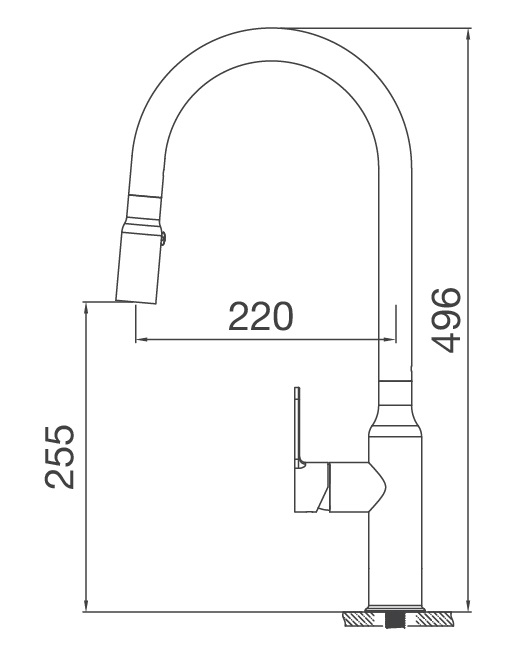 Bản vẽ vòi bếp K046-S Malloca nóng lạnh