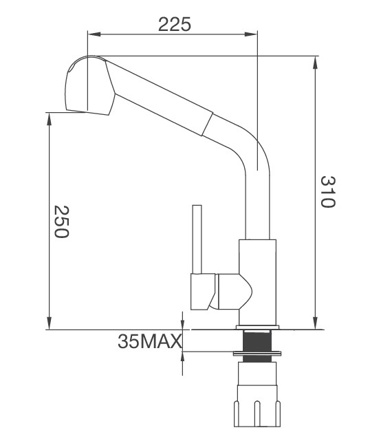 Bản vẽ vòi bếp K119N9 Malloca nóng lạnh