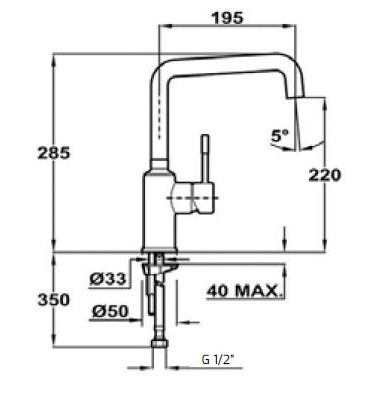 Bản vẽ kỹ thuật vòi rửa chén bát 509150210 Frame Teka