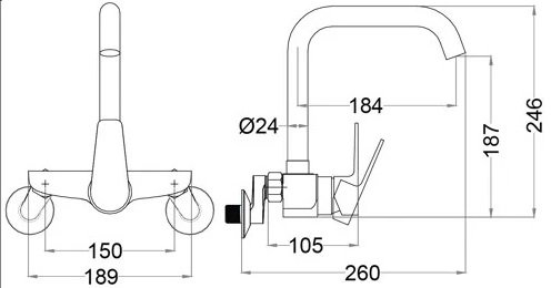 Bản vẽ kích thước vòi rửa chén K535C Caesar