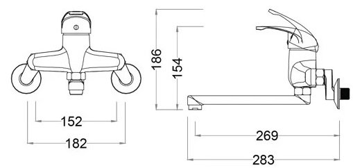 Bản vẽ kích thước vòi bếp K540C CAESAR