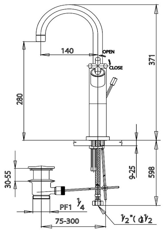 vòi lavabo Cotto CT239YC16 nóng lạnh