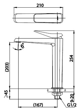 Bản vẽ kỹ thuật Vòi lavabo Cotto CT1242AY 