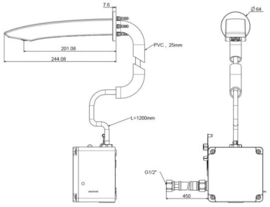 Bản vẽ kích thước vòi lavabo American WF-8508.DC cảm ứng PIN