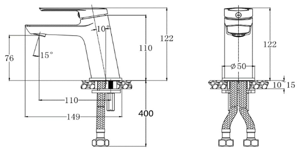 Bản vẽ vòi chậu lavabo B 200 CP Caesar