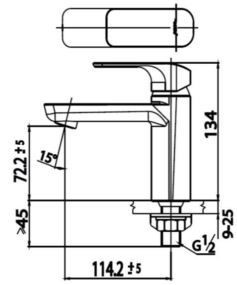 Bản vẽ kích thước vòi lavabo CT1142A Cotto