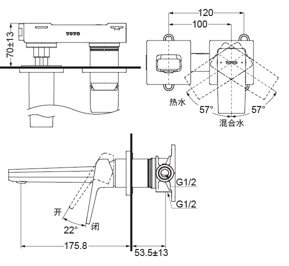 Bản vẽ kỹ thuật vòi TOTO TLG10307B 