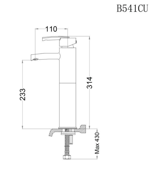 Bản vẽ kỹ thuật vòi chậu nóng lạnh caesar B 541CU