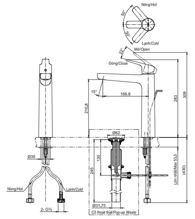 Bản vẽ vòi chậu rửa mặt TOTO TLG03305B#PFG