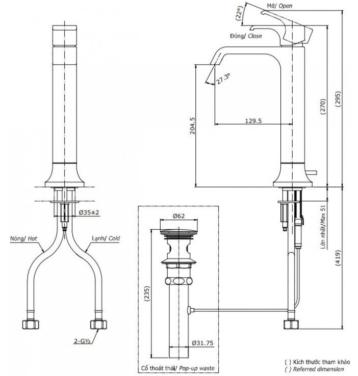 Bản vẽ vòi chậu rửa mặt TOTO TLG08305B#BN