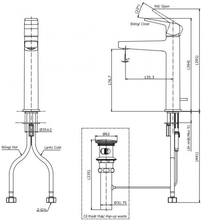 Bản vẽ vòi chậu rửa mặt TOTO TLG10305B#PFG