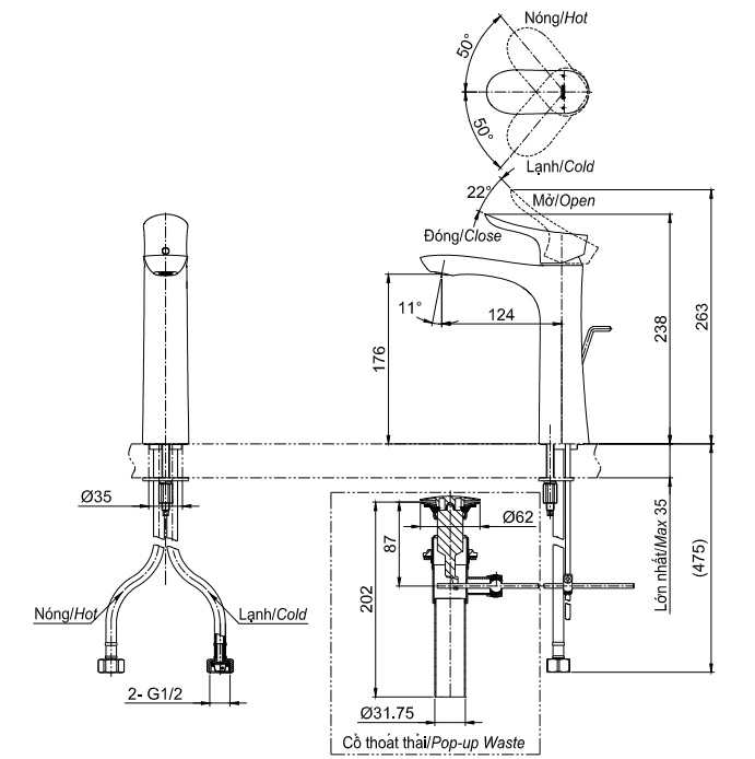 Bản vẽ kỹ thuật vòi TOTO TLG01304