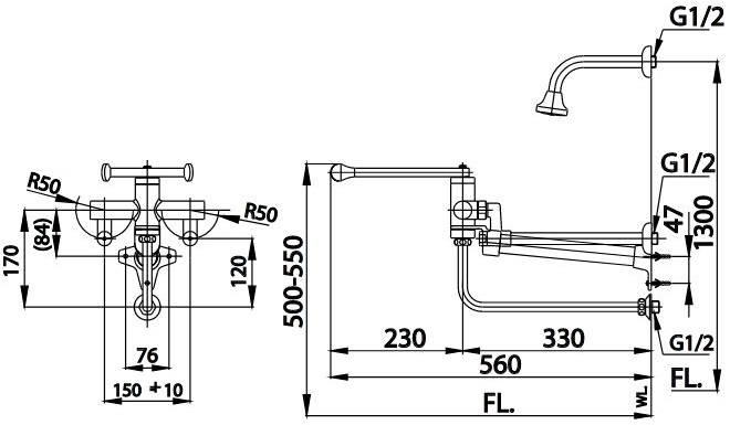  Vòi trộn cho người khuyết tật Cotto CT 2156