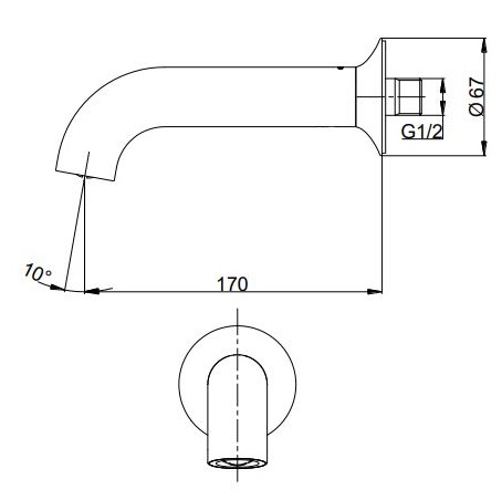 Bản vẽ kỹ thuật vòi xả bồn TOTO TBS02001B