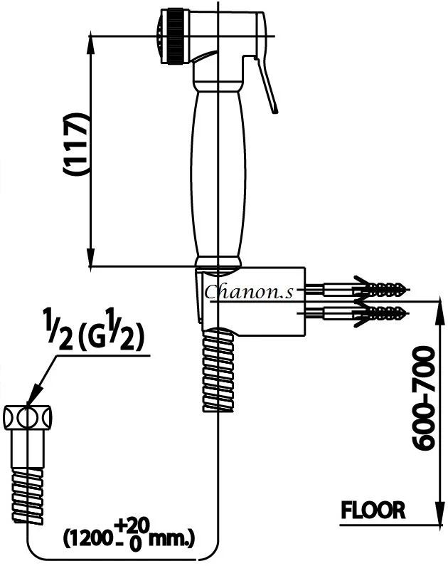 Bản vẽ kĩ thuật vòi xịt  CT981BR#CR(HM) COTTO