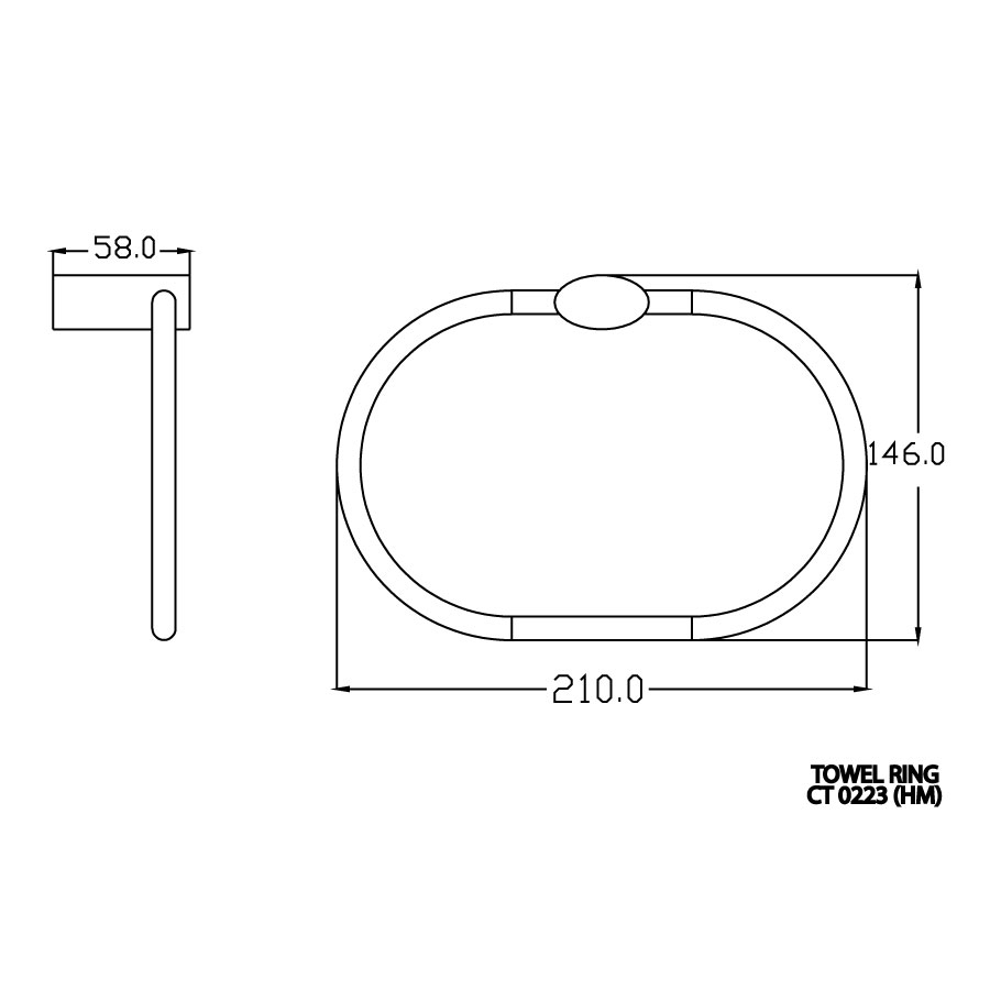 Bản vẽ kĩ thuật vòng treo khăn CT0223(HM) Cotto