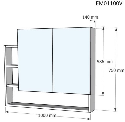 Bản vẽ tủ gương Caesar EM01100 V