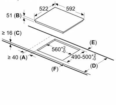 Bản vẽ kích thước bếp từ 3 vùng nấu Bosch PUC61KAA5E