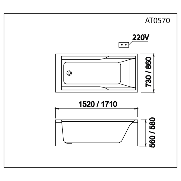 Bồn Tắm Xây 1.7M CAESAR AT0570