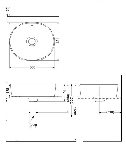 Bản vẽ kỹ thuật chậu lavabo TOTO LW760LB