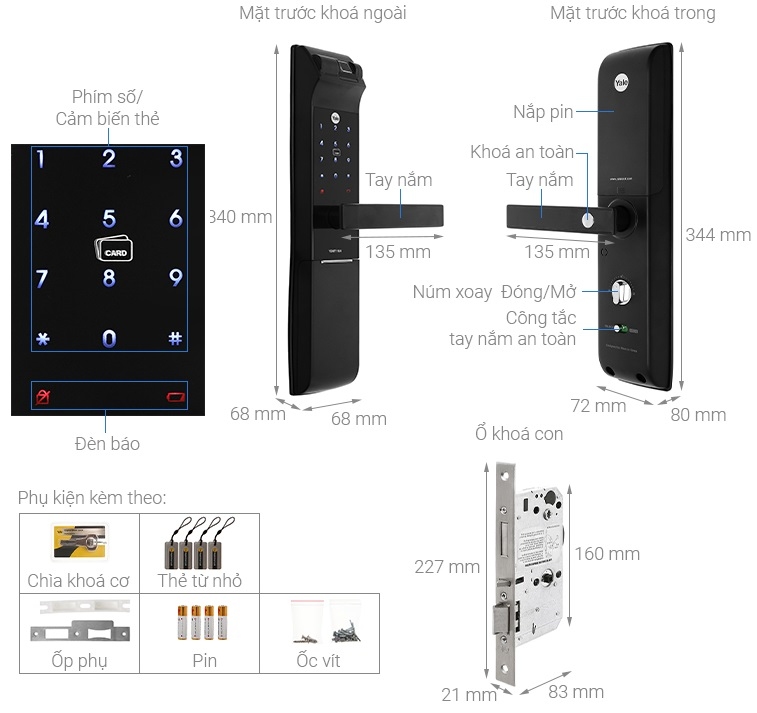 Chi tiết khóa điện tử Yale YDM 7116A MB Black