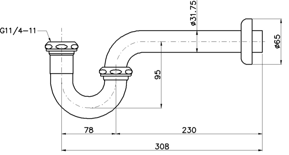 Bản vẽ kỹ thuật ống thải TOTO TVLF401