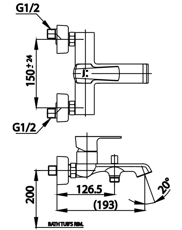 Bản vẽ kĩ thuật kích thước củ sen tắm CT2206A COTTO