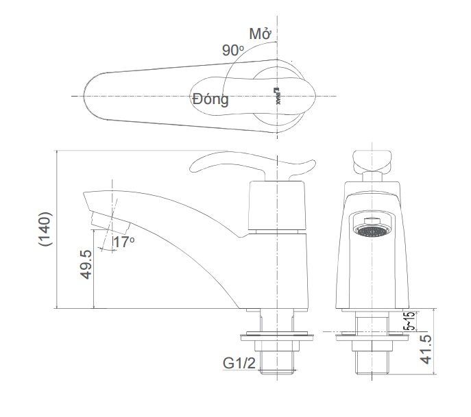 Bản vẽ kỹ thuật vòi lạnh inax LFV-11A