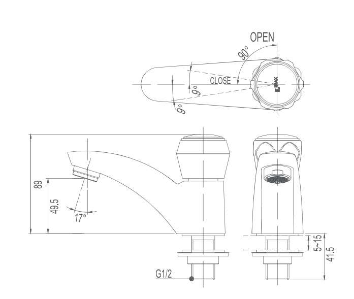 Bản vẽ kỹ thuật vòi lạnh inax LFV-12AP