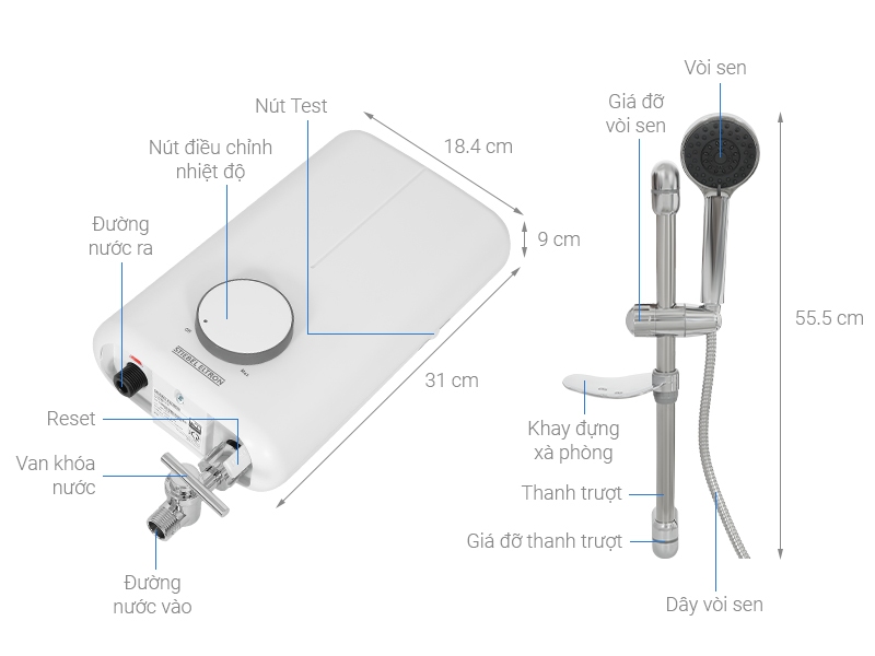 Chi tiết máy nước nóng Stiebel Eltron DE 45-EC